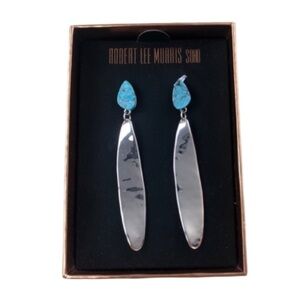 RLM Robert Lee Morris Silver and Turquoise Modern Dangle Statement Earrings $98